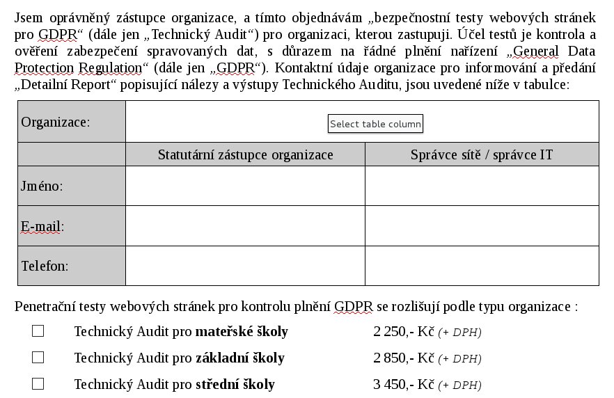 AARTKOM's Objednavka a Cenik pro GDPR